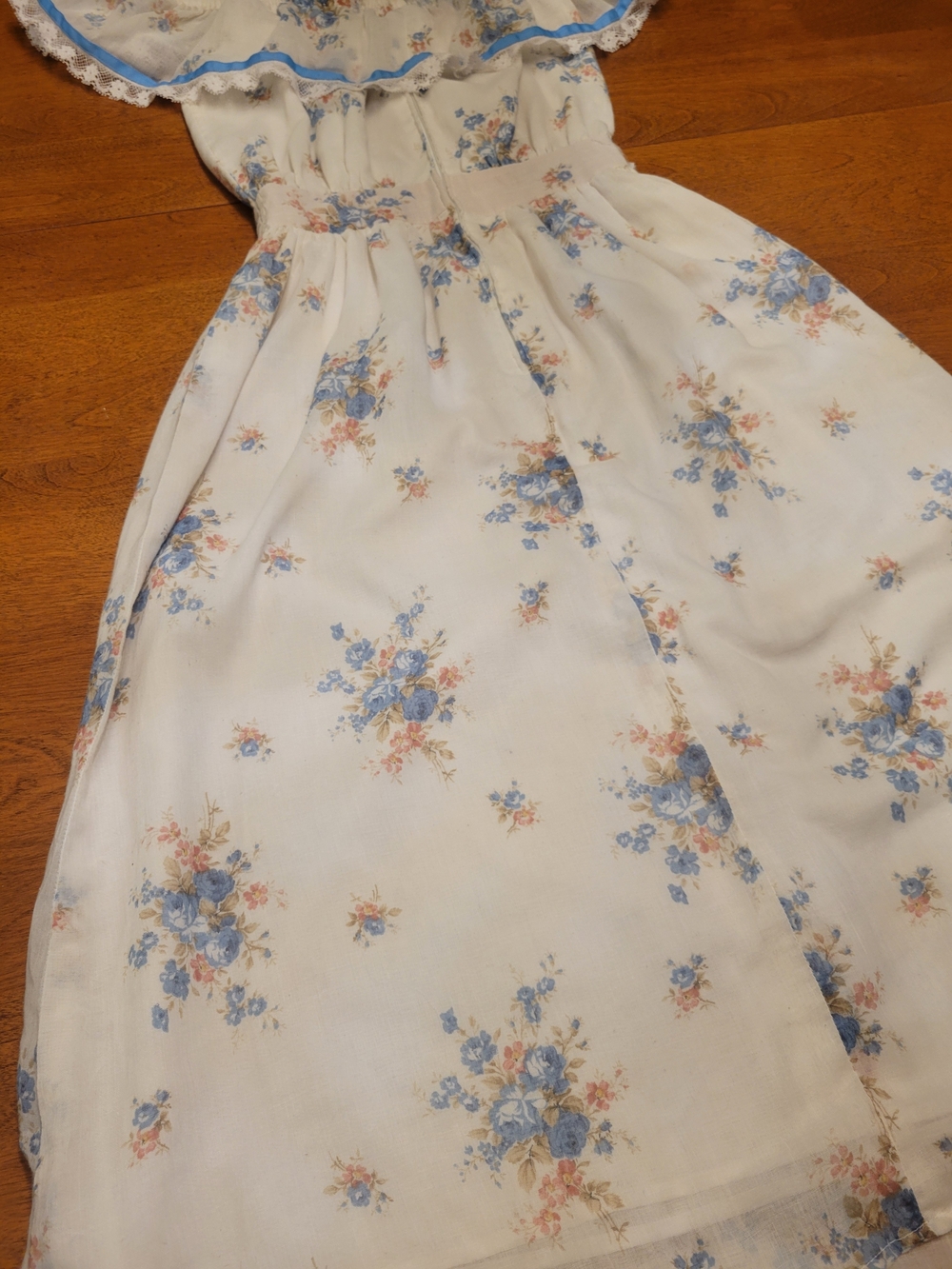 Vintage 70s Style Floral Off-Shoulder Midi Dress With Straps XXS-XS Cottagecore - Picture 10 of 16